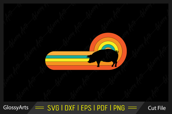 Pig Retro Style Svg Printable Cut File