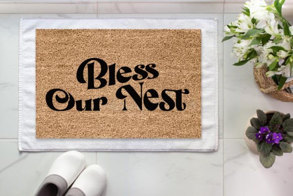 Retro Doormat SVG Design, Bless Our Ne